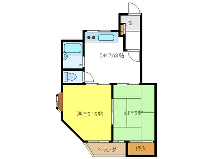 メゾン御崎7番館(2LDK/3階)の間取り写真