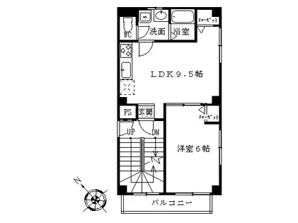椛ハウス(1LDK/3階)の間取り写真