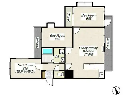 グリーンハウスみその(3LDK/2階)の間取り写真