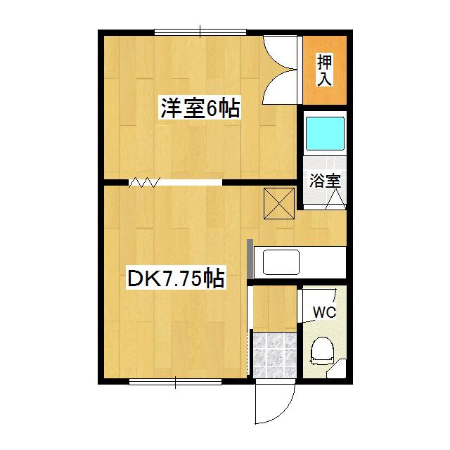 アサカワハイツ(1DK/1階)の間取り写真