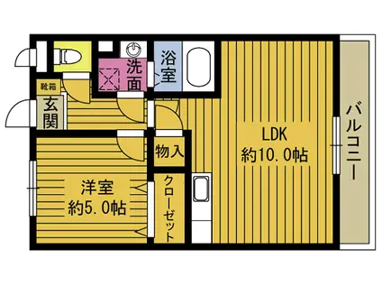 サンライズハイツ豊町(1LDK/3階)の間取り写真