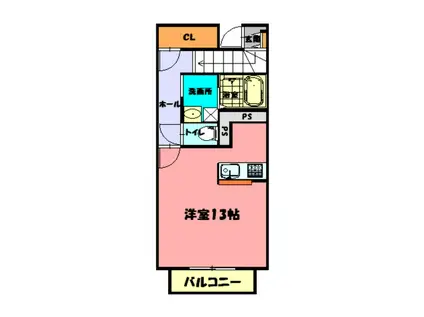 アウリィ(1K/2階)の間取り写真