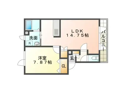 ハイツペガサス(1LDK/1階)の間取り写真
