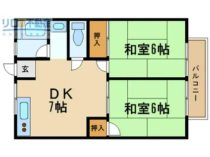 シティハイム橘(2DK/1階)の間取り写真