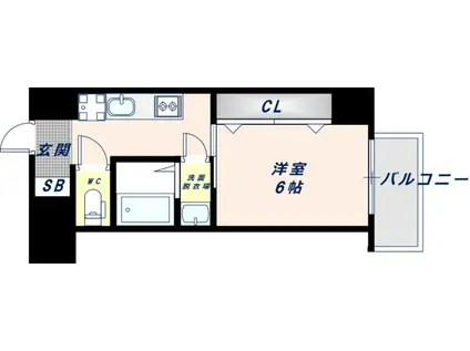 CLASS HILLS 新深江(1K/2階)の間取り写真