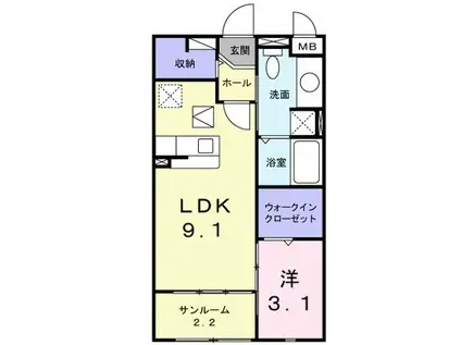 カーサ・セレーノU21(1LDK/1階)の間取り写真