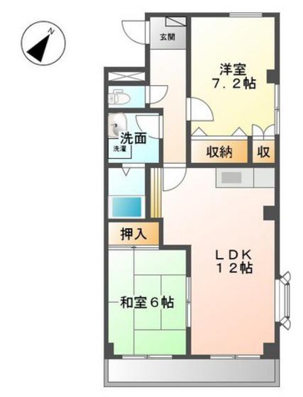 サンピア大福(2LDK/2階)の間取り写真
