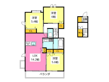 へーベルメゾン レガーロ青葉(3LDK/2階)の間取り写真