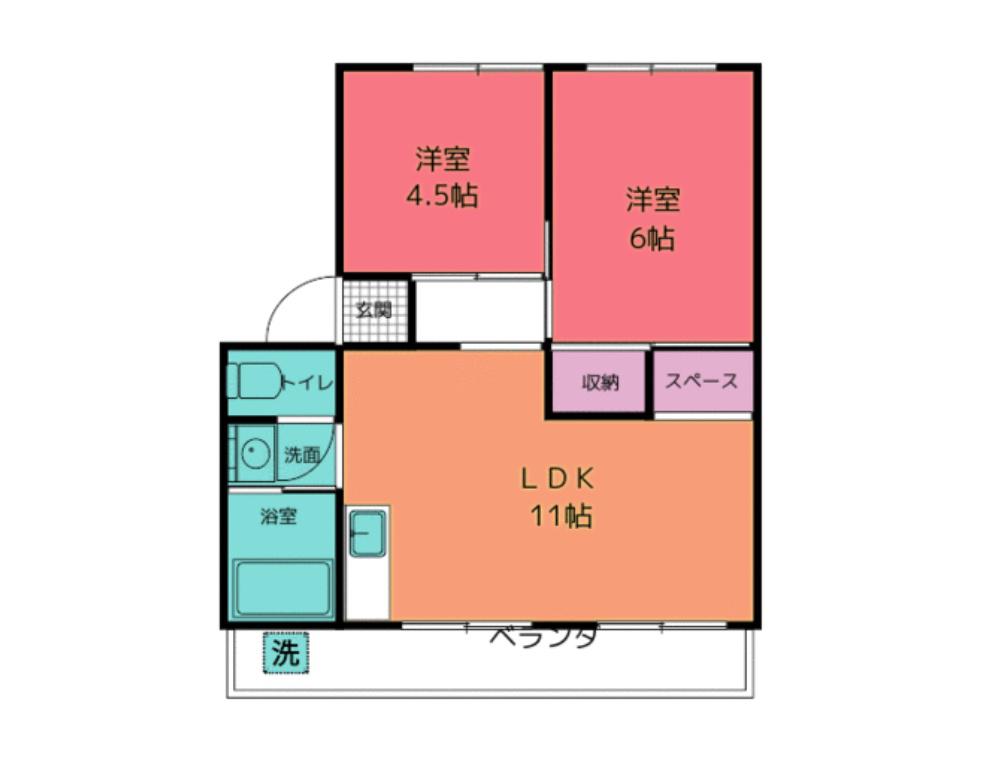 エクスト宮前II(2LDK/1階)の間取り写真