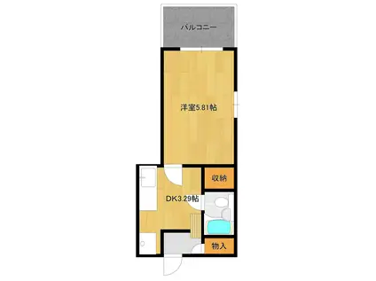 テラス安井(1DK/3階)の間取り写真