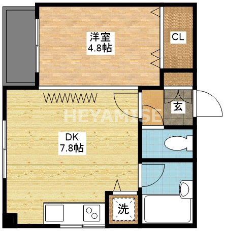 クオーレ鍛冶屋町(1DK/3階)の間取り写真