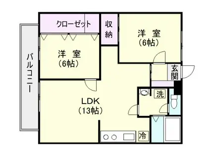 ウインズマンション(2LDK/2階)の間取り写真