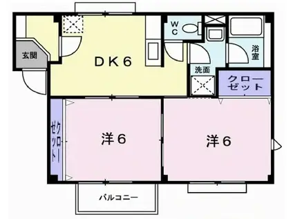 ドミールI(2DK/1階)の間取り写真