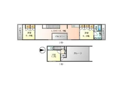 ビレッジナガヤ(3LDK/1階)の間取り写真