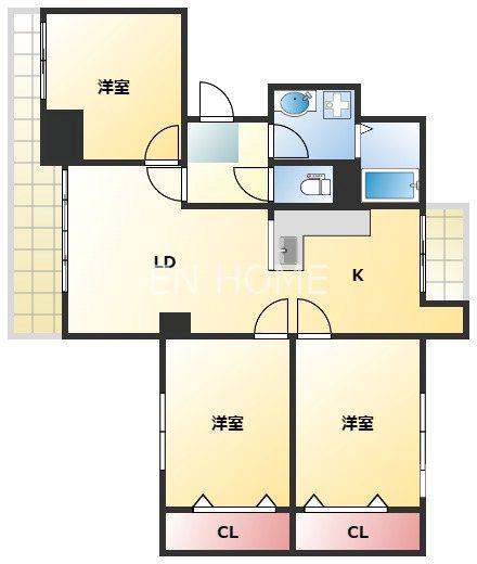 アルボール西道頓堀(3LDK/5階)の間取り写真