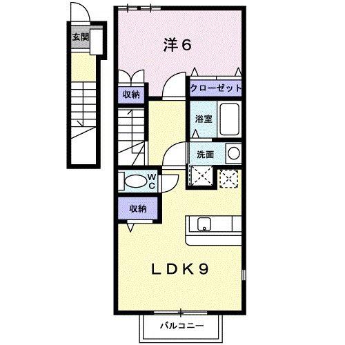 ラフィーネITO六番館(1LDK/2階)の間取り写真