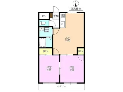 ロイヤルコーワ(2LDK/1階)の間取り写真