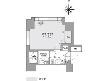 コンフォリア・リヴ森下MUTIO(1K/3階)の間取り写真