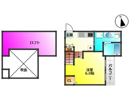 ロッククリスタル井尻(ワンルーム/2階)の間取り写真