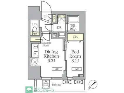 プライムガーデン大森(1DK/12階)の間取り写真