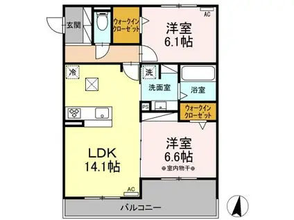 ハイコートサウザンズK(2LDK/1階)の間取り写真