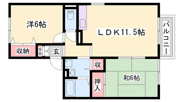 サンクチュアリ(2LDK/1階)の間取り写真