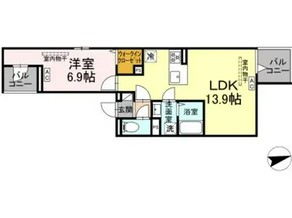 セレスティア祖師谷(1LDK/3階)の間取り写真