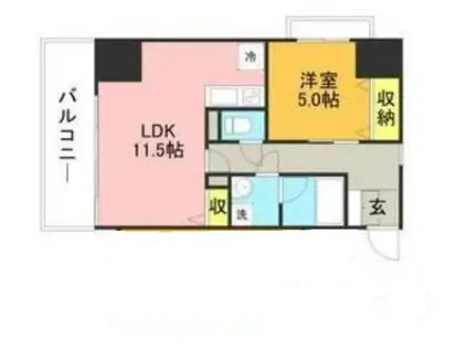 キルンズ博多駅南(1LDK/5階)の間取り写真