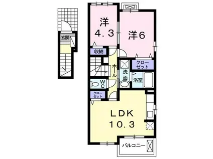 カリーノG(2LDK/2階)の間取り写真