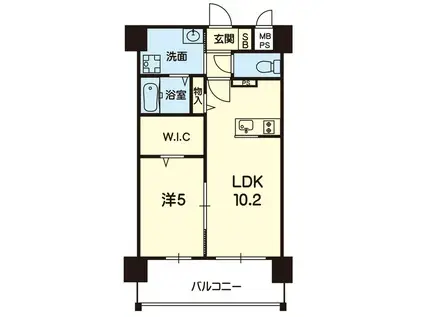 菊池市隈府マンション(1LDK/3階)の間取り写真