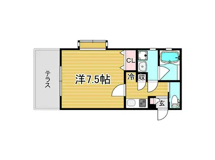 ワコーレヴィアーノ須磨離宮前(1K/1階)の間取り写真