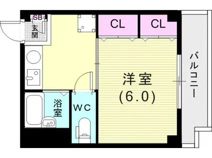 プラネットフィールド兵庫(1K/2階)の間取り写真