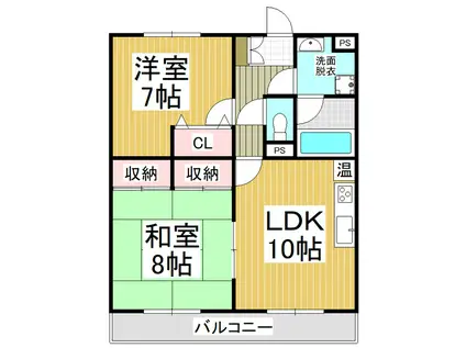 レジデンス市田(2LDK/2階)の間取り写真