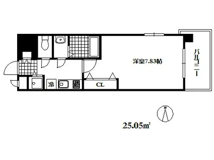 ラグゼ東灘(1K/2階)の間取り写真