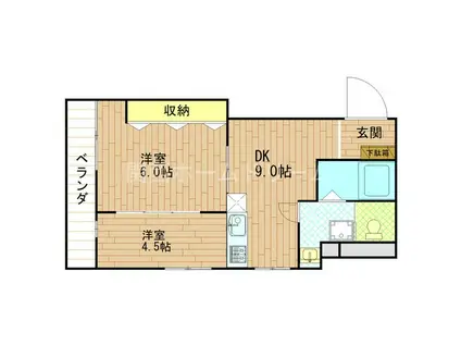 門真レカンIII(2DK/2階)の間取り写真