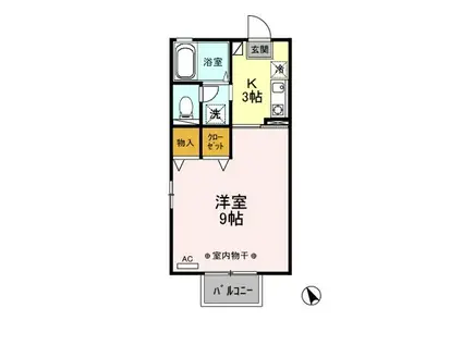 ロワール城南(1K/2階)の間取り写真