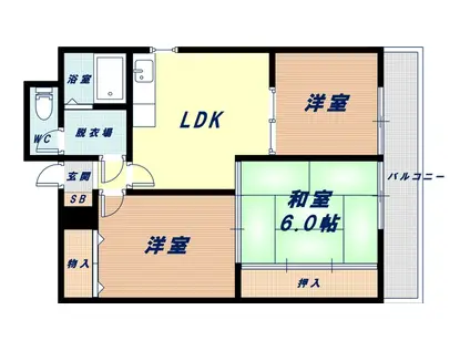 レクシア九条(3DK/5階)の間取り写真