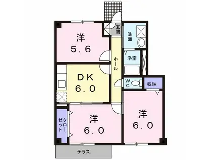 トゥー・ル・モンド(3DK/1階)の間取り写真