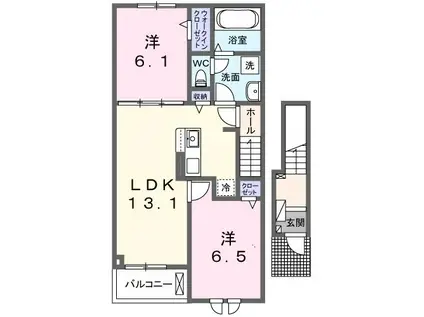 フィエルテ(2LDK/2階)の間取り写真
