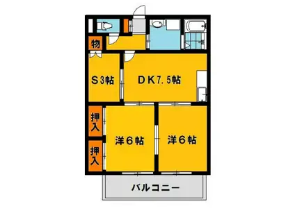 奈加乃内ハイツ1(2SDK/1階)の間取り写真
