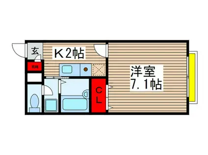 AMOUR桜ヒルズ(1K/2階)の間取り写真