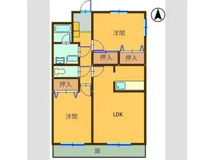 スーペリア松田II(2LDK/1階)の間取り写真