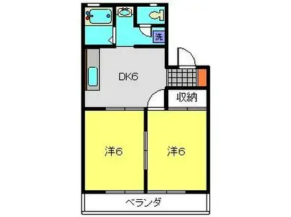 パークヒル日吉(2DK/1階)の間取り写真