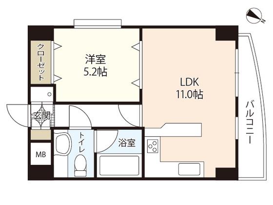 マーキュリーシティ壱番館(1LDK/2階)の間取り写真