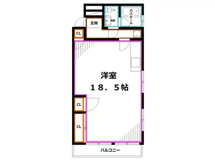 ユーキサンハイツ(ワンルーム/1階)の間取り写真