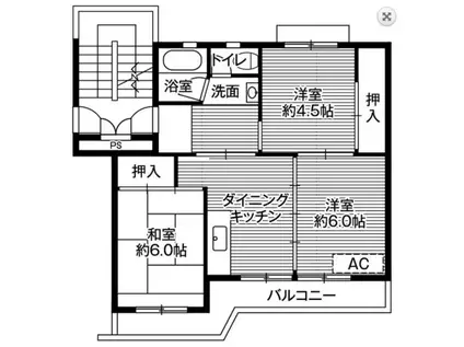 黒須野1号棟(3DK/5階)の間取り写真