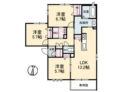 Mクオーレ(3LDK/1階)の間取り写真
