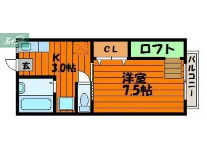 ベレール清心(1K/1階)の間取り写真