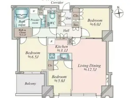シティタワーズ豊洲 ザ・シンボル(3LDK/13階)の間取り写真