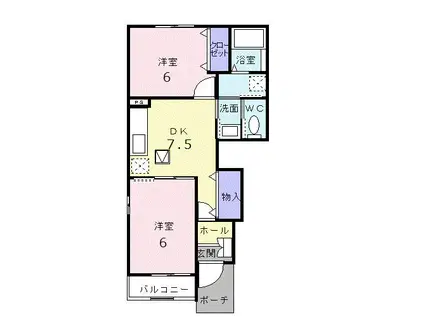 サプライズ・タウンA(2DK/1階)の間取り写真